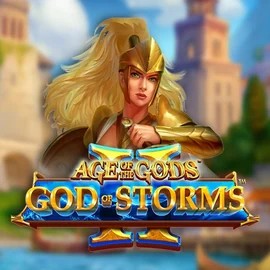 Age Of The Gods: God Of Storms 2 online game logo by Playtech on casino.arenamens.com