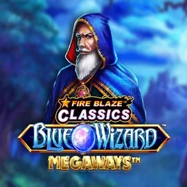 Fire Blaze Blue Wizard Megaways by Rarestone Gaming, showcased at casino.arenamens.com – game logo