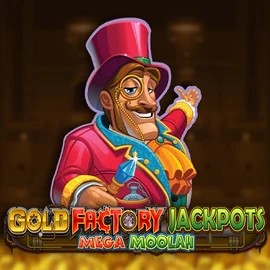Try Gold Factory Jackpots Mega Moolah slot by Aurum Signature Studios on casino.arenamens.com – logo image